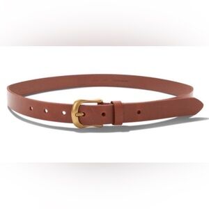 FRYE Brown Leather Belt with Gold Buckle